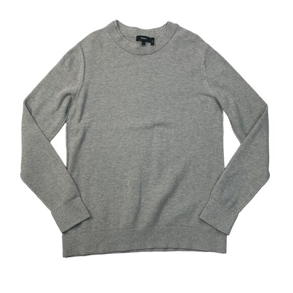 Theory Sweater Mens XL Extra Large Slim Fit Grey Honeycomb Knit Pullover Cotton - Picture 1 of 12